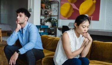 Couple after fight, not talking